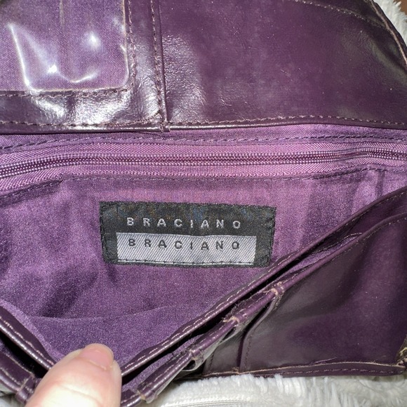 Braciano Frame Kiss Lock Trifold Wallet Purple Leather Magnetic Closure Vintage9 - Picture 4 of 8
